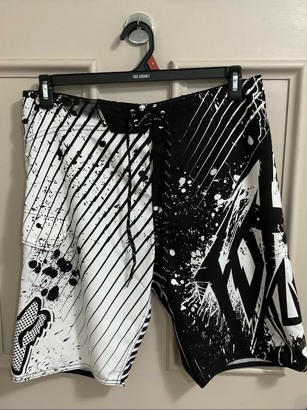 Fox Black & White Graphic Board Shorts, 34